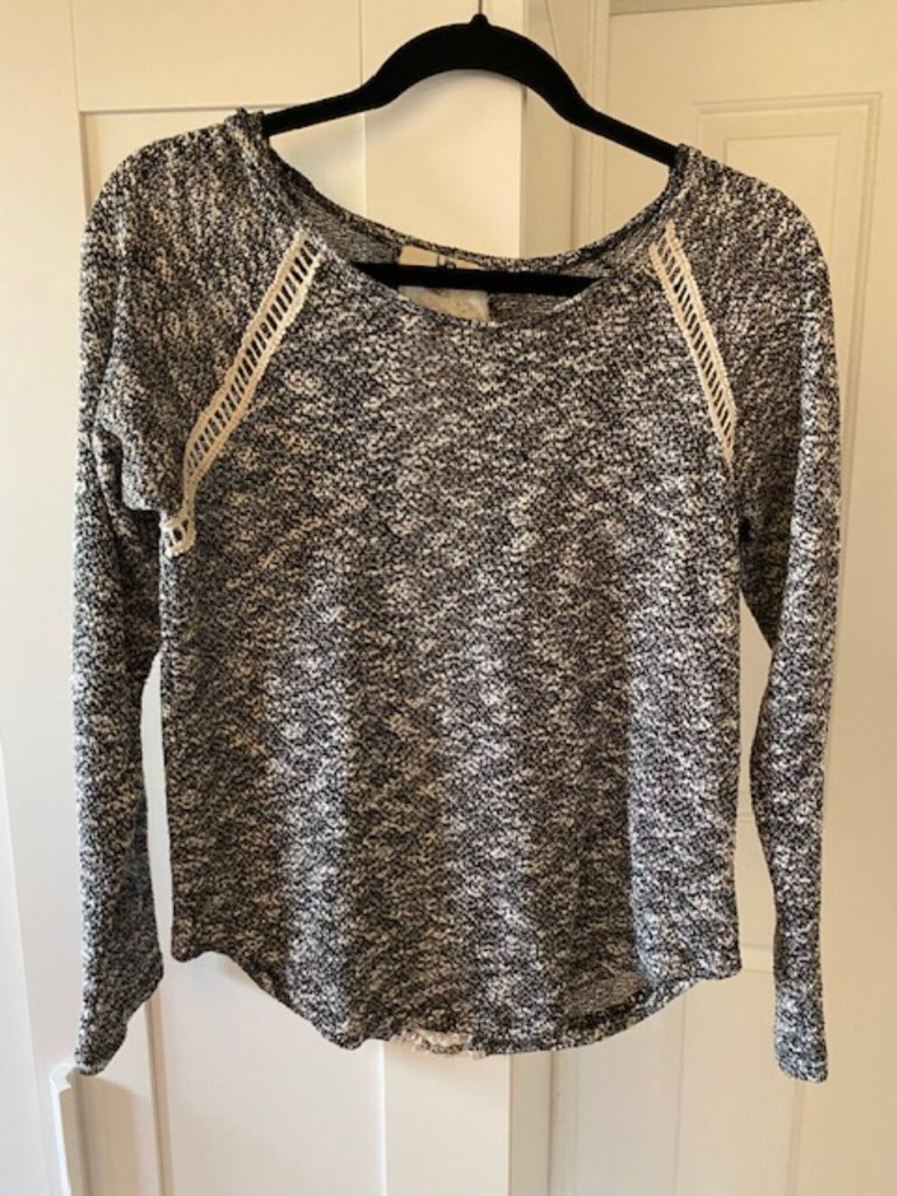 Ya Los Angels Women Shirt Black/White Long Sleeves Partially Transparent Back M
